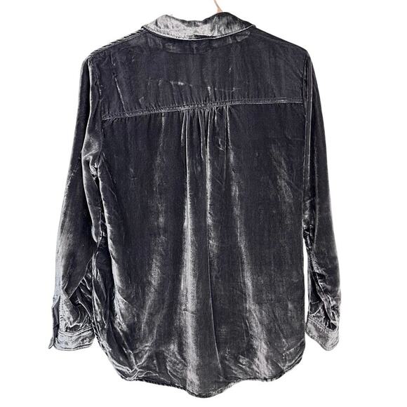 Anthropologie Pilcro The Hadley Relaxed Velvet Buttondown | Gray | SZ SP - Picture 6 of 13